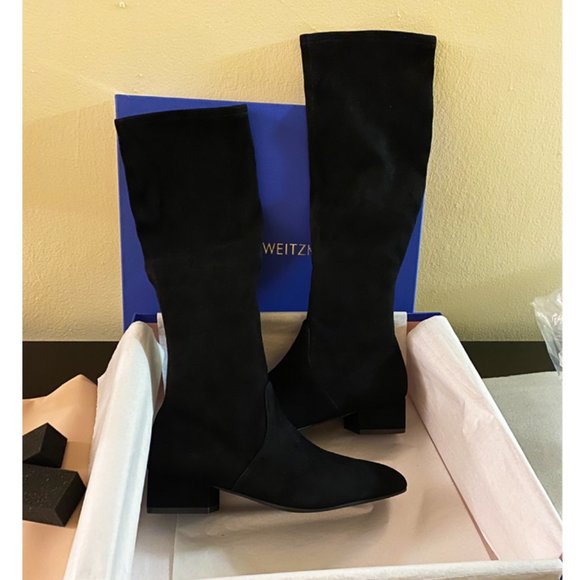 Stuart Weitzman STRETCH SUEDE BLACK BOOT SIZE 8.5 - Picture 6 of 8